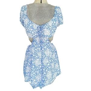 Le Lis Blue White Floral Romper Slit Sides